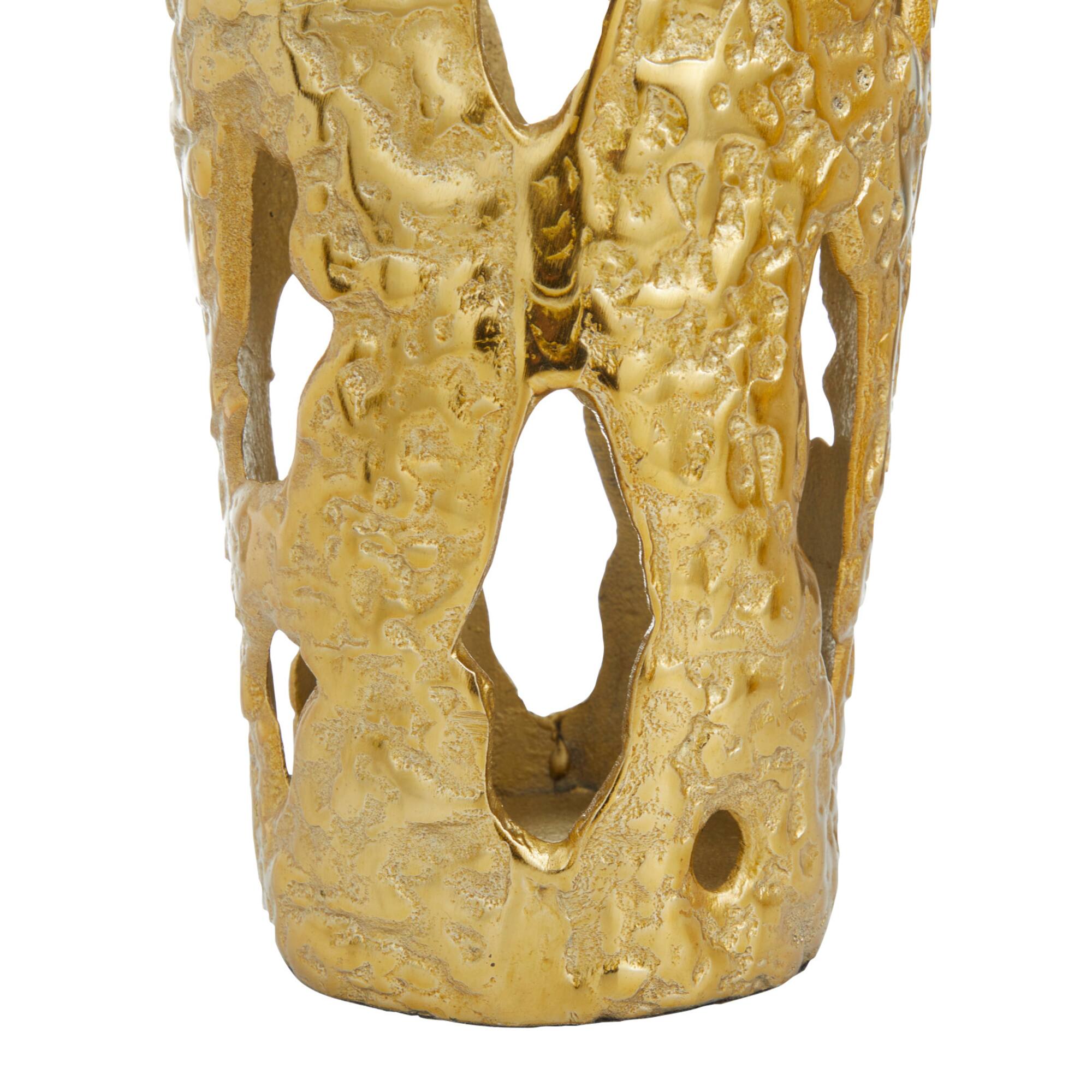 Set of 2" Gold Aluminum Contemporary Vases, 20" x 6" x 7"